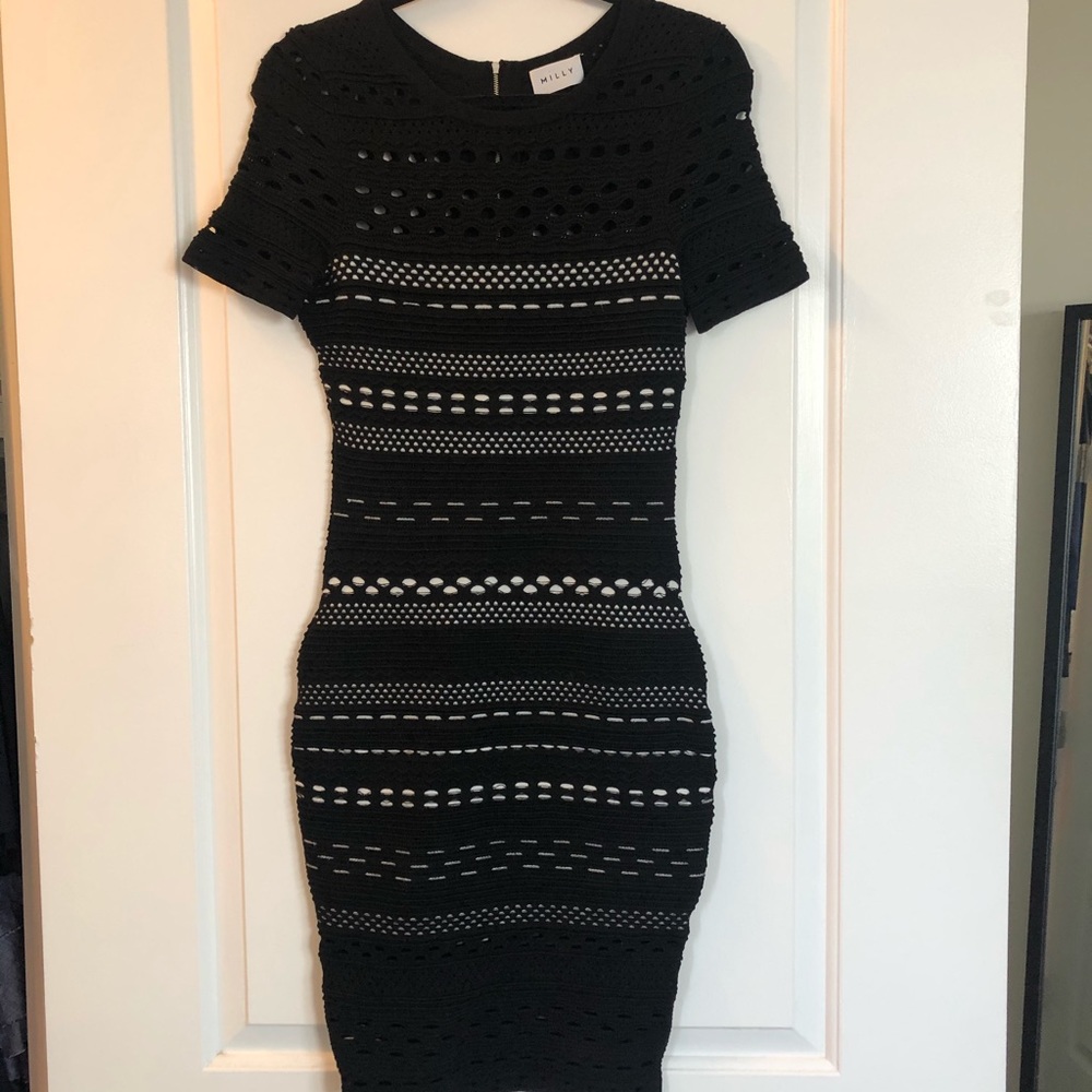 MILLY Knit Pointelle Bodycon Dress